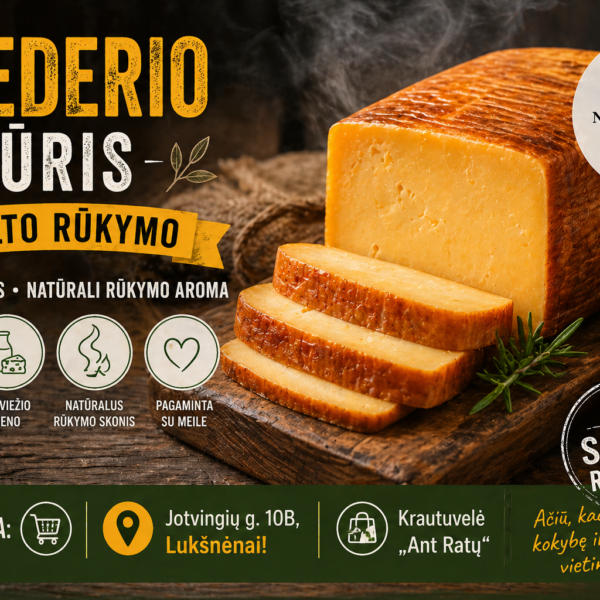 Chederio sūris rūkintas (šalto dūmo)