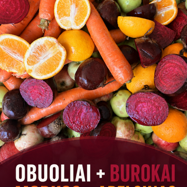 Obuolių, burokėlių, morkų ir apelsinų sultys